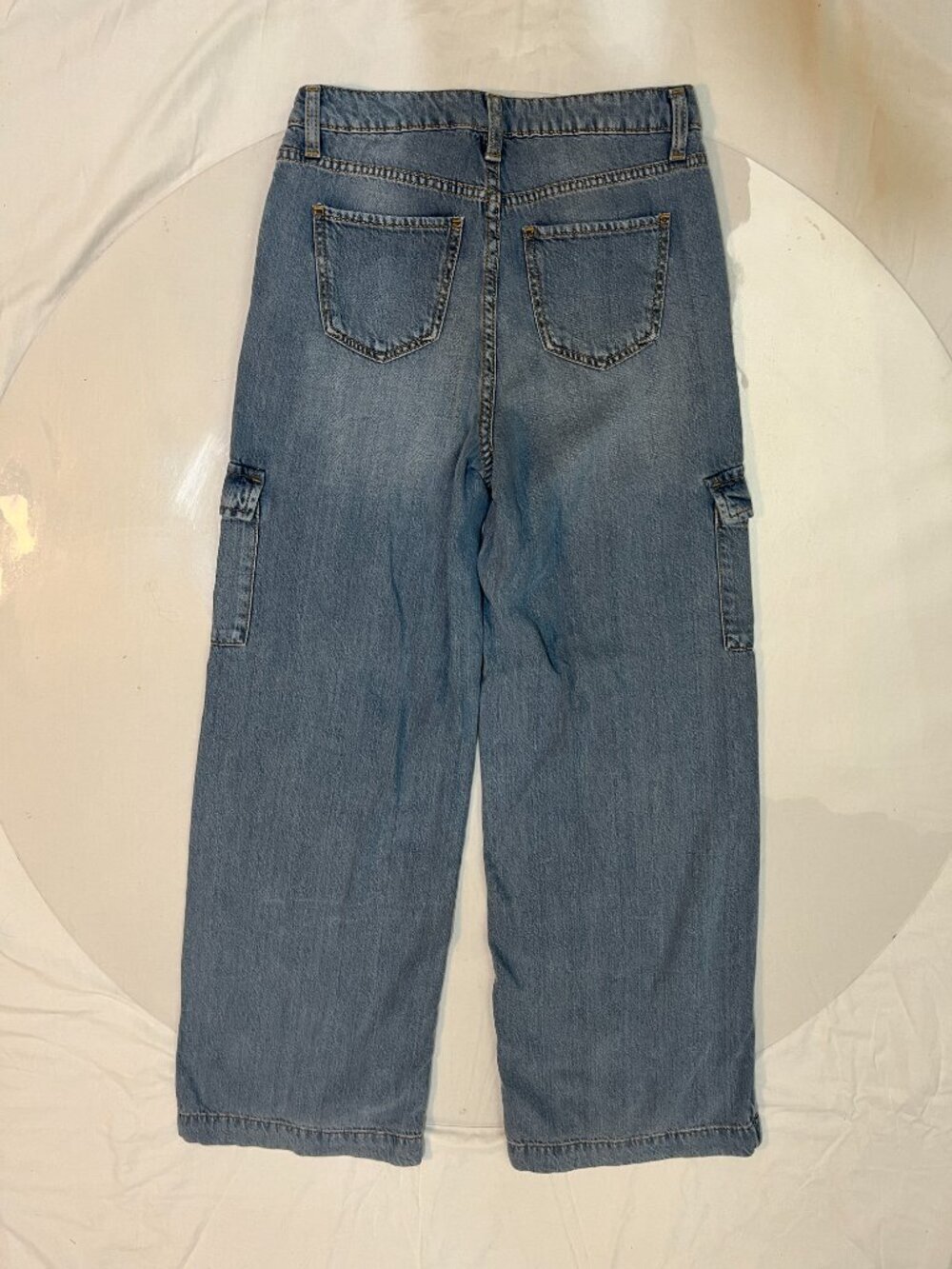 Time and Tru Cargo Jeans Size 0 Medium Wash Wide Leg NWT - Picture 4 of 7